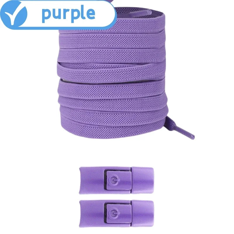 No-Tie Elastic Press-Lock Shoelaces – Flat 8mm, 100cm | Kids & Adults