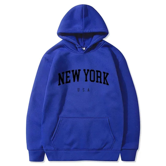 New York City Graphic Hoodie – Unisex Letter Print Pullover Sweatshirt