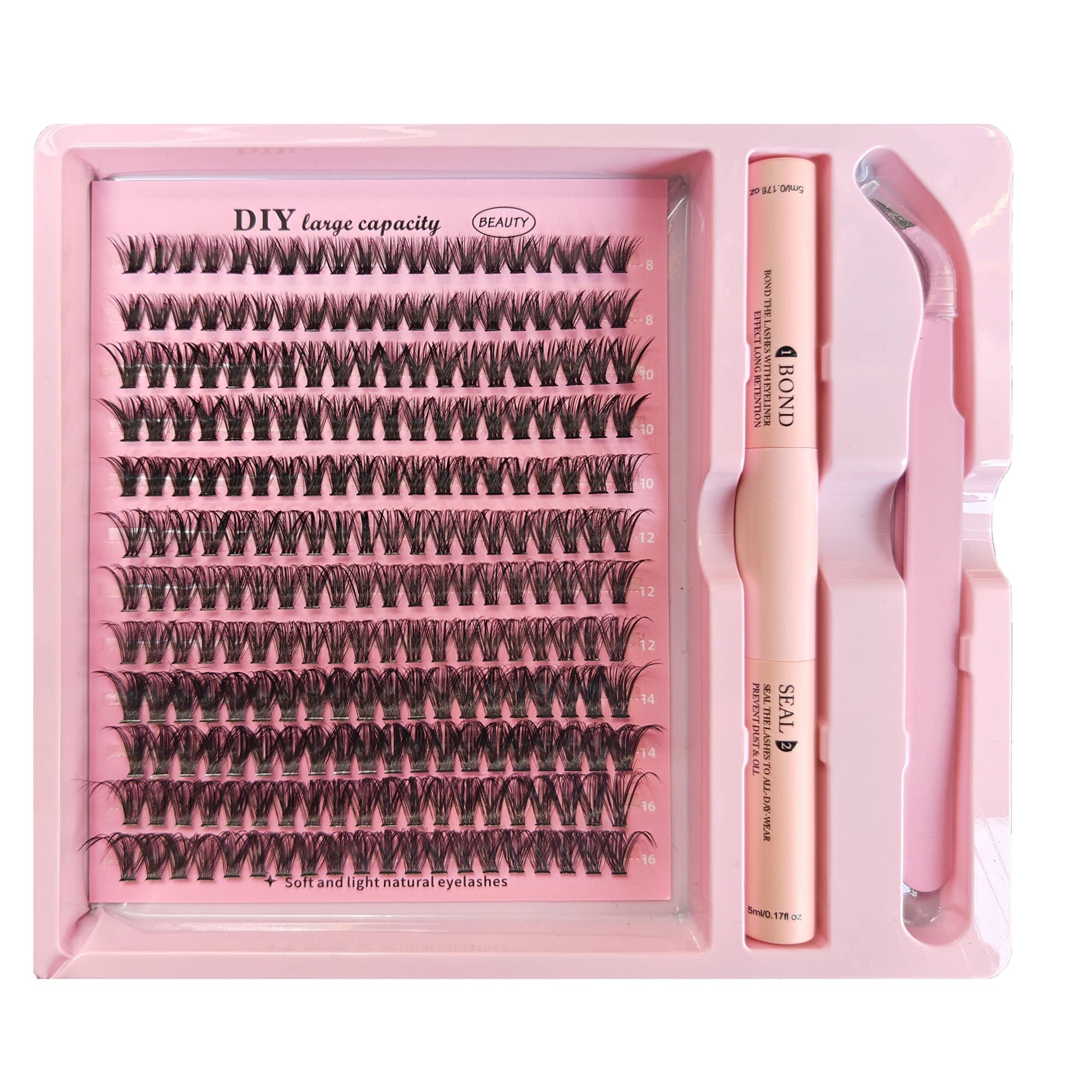 DIY Cluster Lash Kit – Individual Eyelash Extensions with Bond, Seal & Tweezers