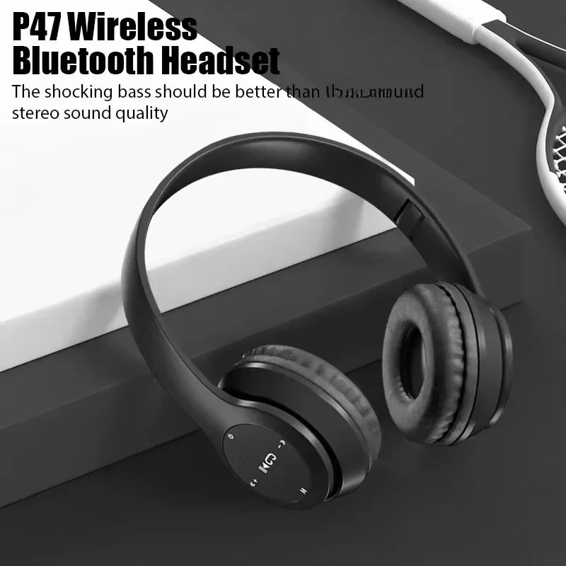 P47 Wireless Over-Ear Headphones | Bluetooth 5.3 HiFi Stereo with Mic