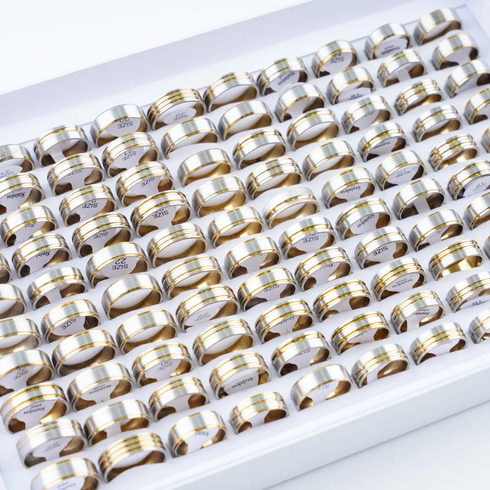 Stainless Steel Fashion Ring Set | 10/20/30/50 Pcs | Mixed Styles
