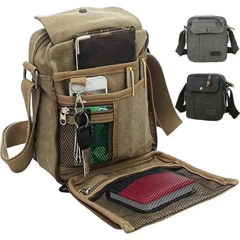 Vintage Canvas Square Crossbody Bag