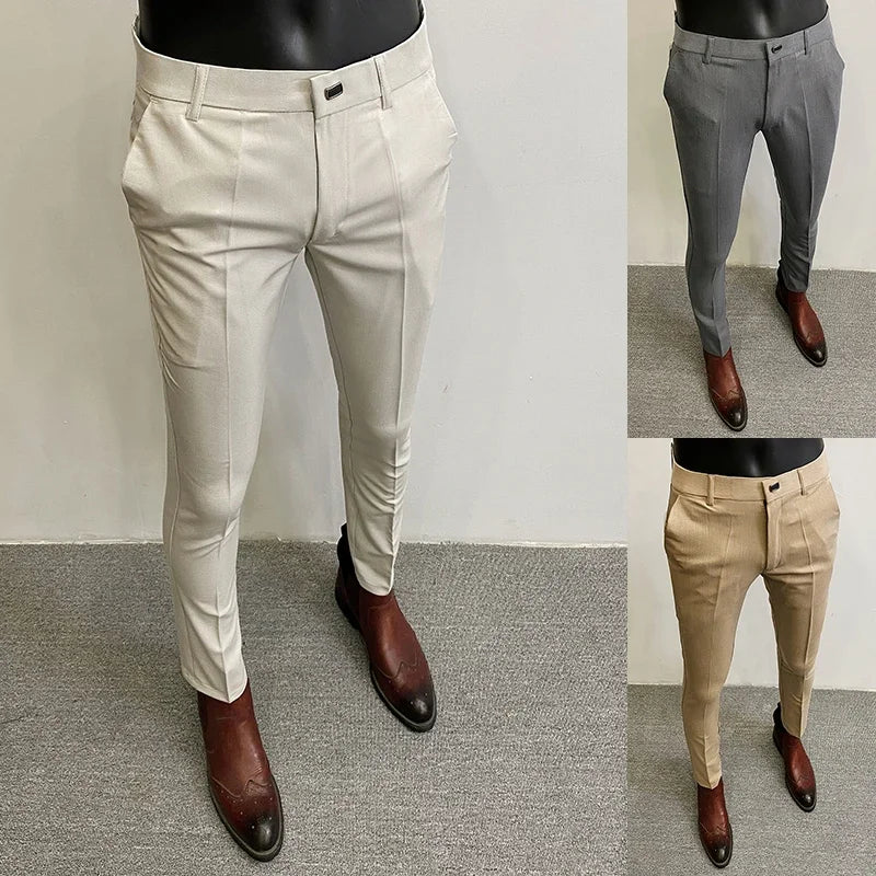 Men's Slim Fit Suit Trousers — Stretch Dress Pants for Business & Formal Wear