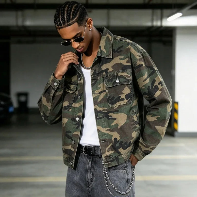 Camo Patchwork Color-Block Jacket