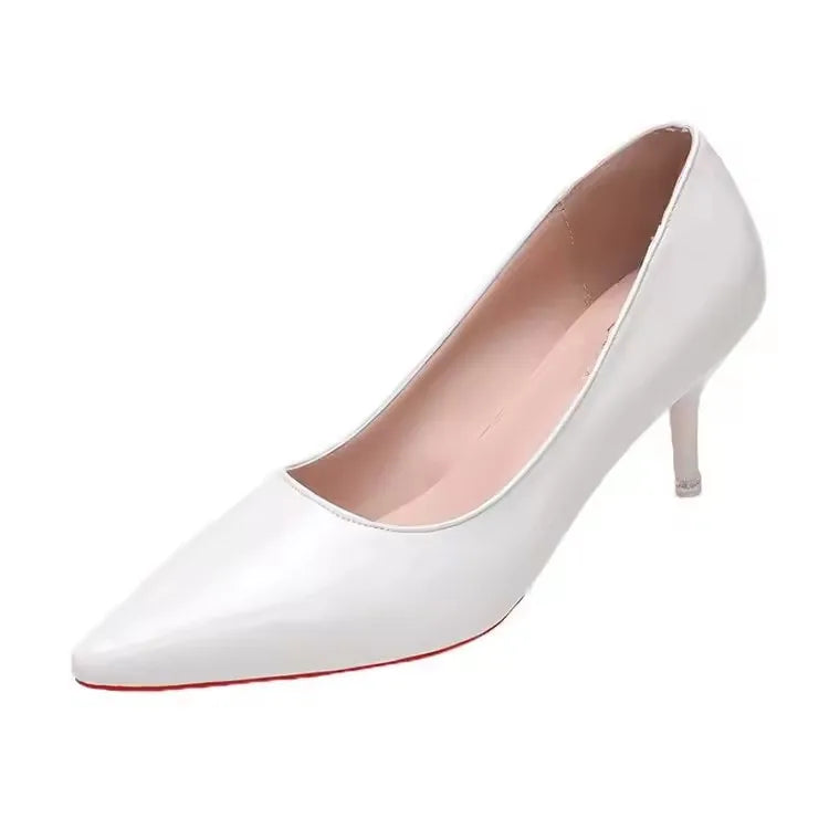 Women's Pointed Toe Patent Leather Pumps – Stiletto Heels, 3 Heights