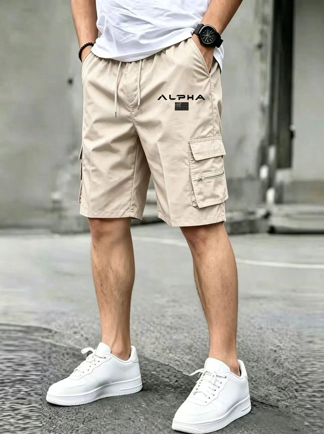 American Flag & Eagle Print Cargo Shorts – Patriotic Multi-Pocket Streetwear Shorts