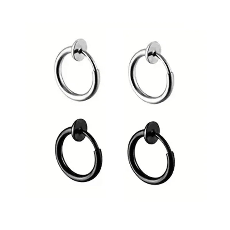 Punk Cross Magnetic Stainless Steel Stud Earrings – No Piercing Unisex
