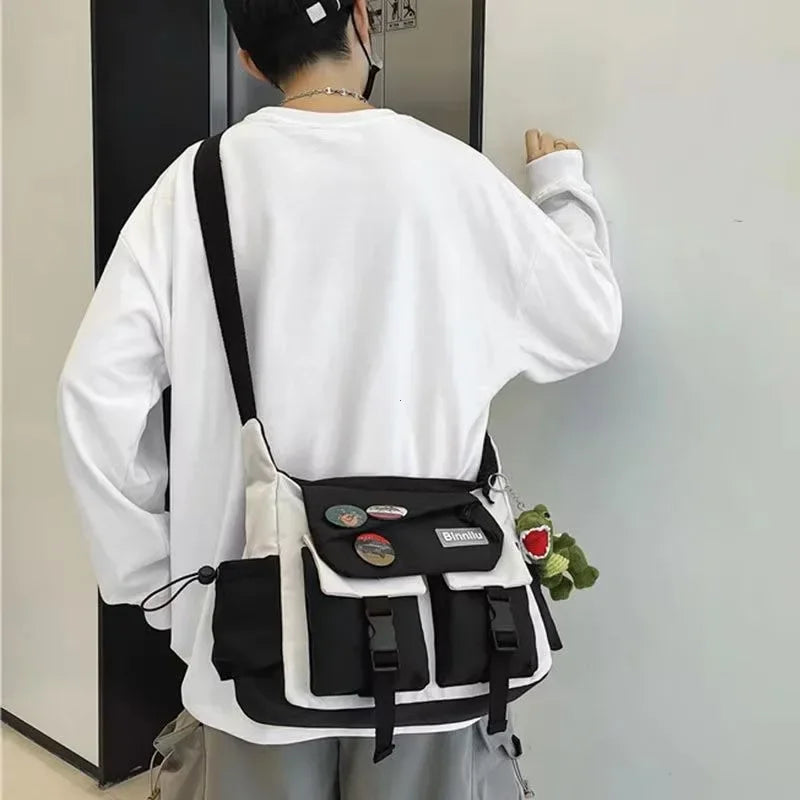Harajuku Nylon Crossbody Bag — Unisex Street Style Messenger Satchel for School & Daily Use
