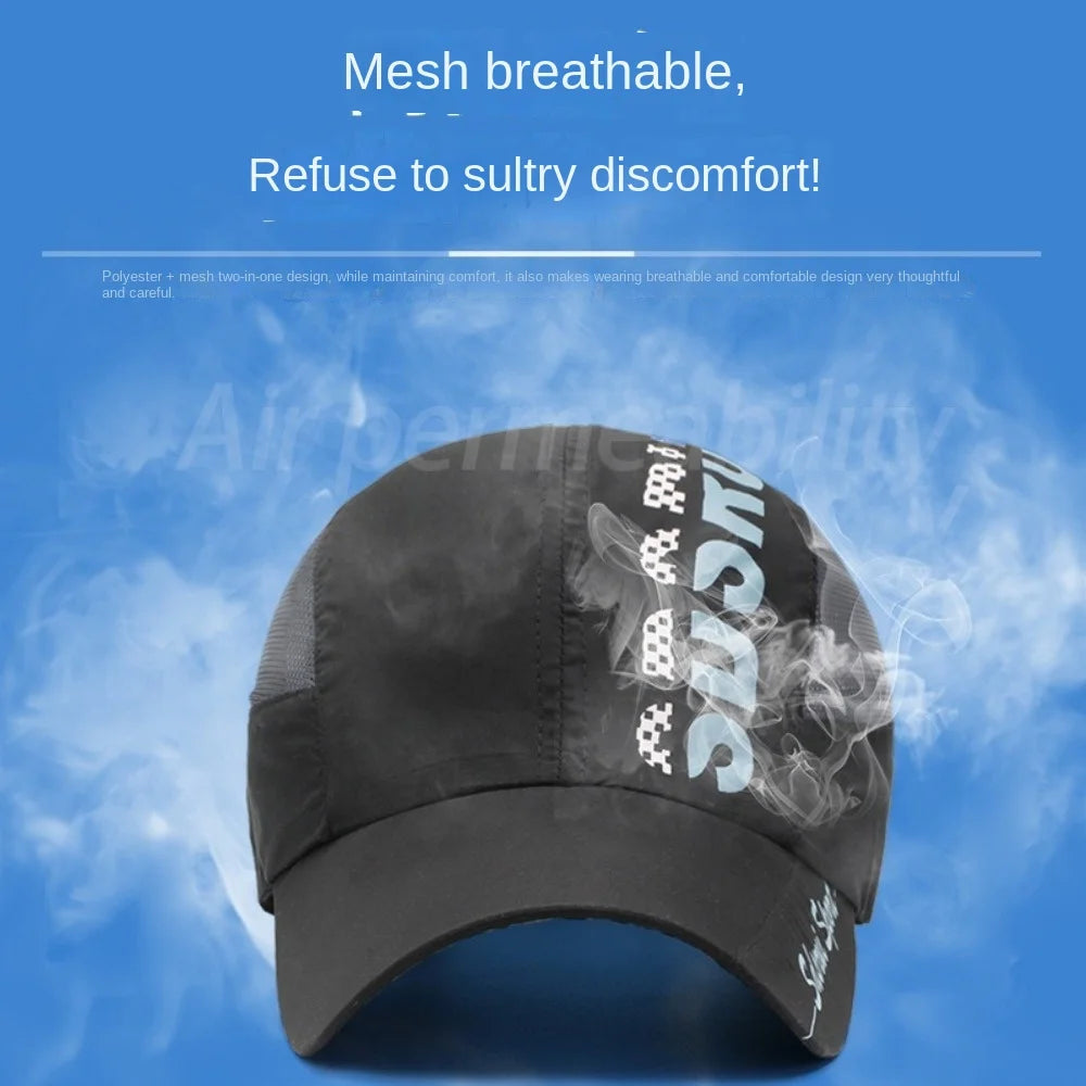 Gorra de béisbol de malla unisex de ala ancha, transpirable, de secado rápido, gorra con visera, ajustable, estilo Hip Hop, para deportes al aire libre
