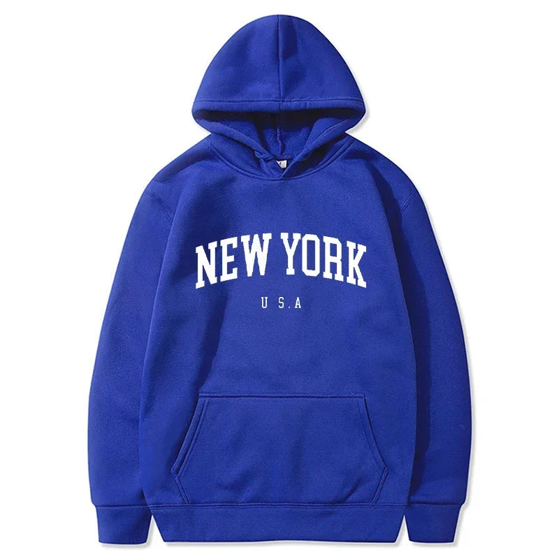 New York City Graphic Hoodie – Unisex Letter Print Pullover Sweatshirt