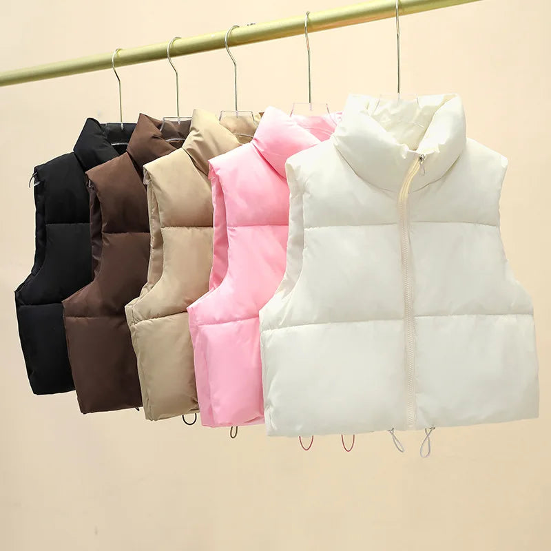 Cropped Quilted Puffer Vest – 5 Colors