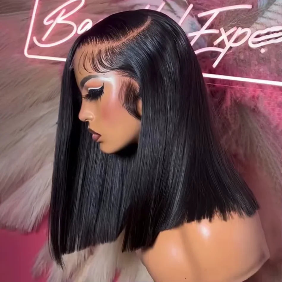 220% Density Straight Bob Lace Front Wig — Brazilian Remy Human Hair