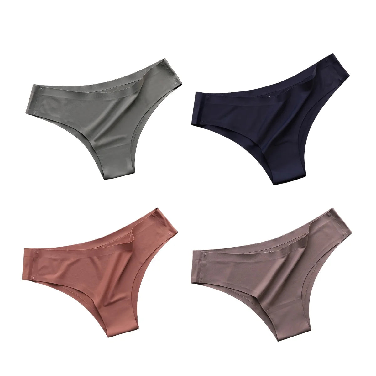 Women's 4-Pack Seamless Ice Silk Brazilian Panties | Low-Rise Bikini Briefs M-XL