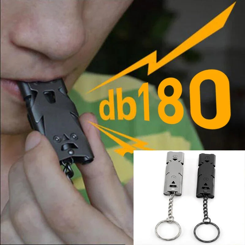 120dB Double Tube Emergency Survival Whistle – Aluminum Alloy, Waterproof | EDC SOS