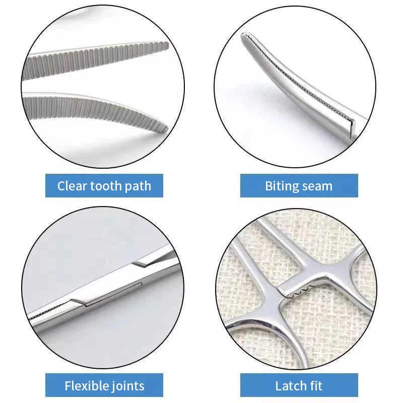 Stainless Steel Locking Hemostat Forceps — Straight & Curved Tip Clamps