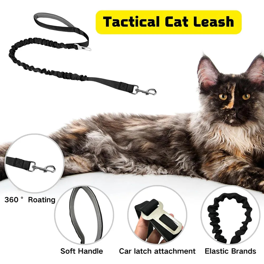 Arnés Táctico para Perros y Gatos con Correa – Chaleco de Malla Suave Ajustable con Asa