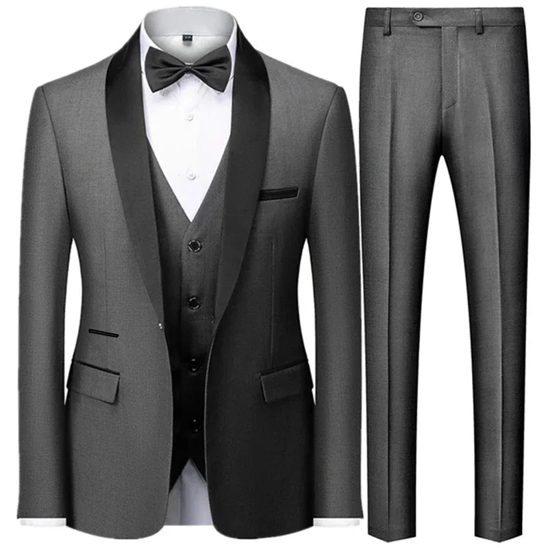 Men's 3-Piece Slim Fit Suit - Blazer, Vest & Pants (XXS-XXXL)