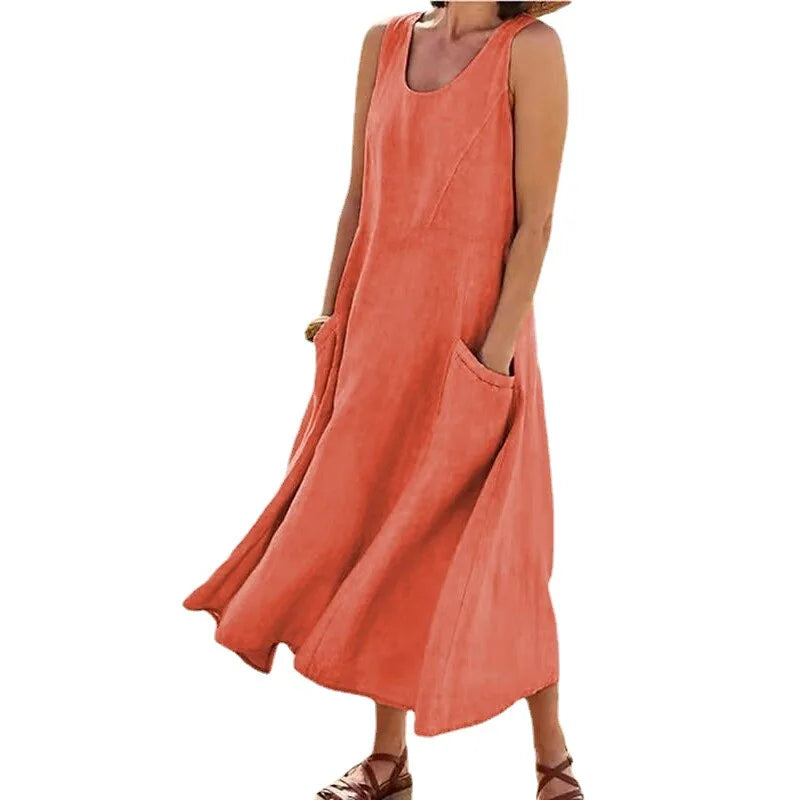 Women's Sleeveless Loose Sundress with Pockets