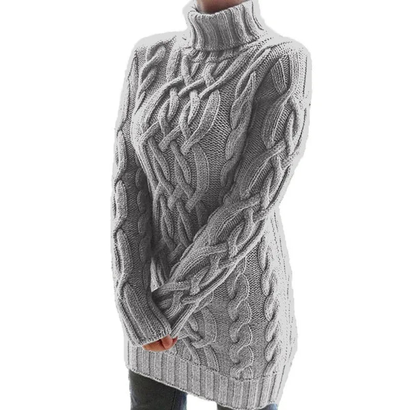Chunky Cable Knit Turtleneck Sweater – 5 Colors