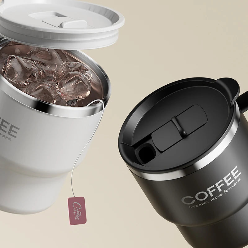 Stainless Steel Insulated Coffee Mug with Handle – Double Wall, Leak-Proof