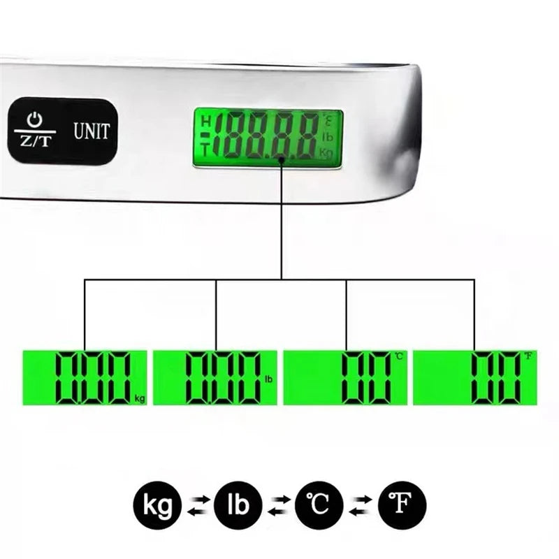 Portable Digital Luggage Scale — 50kg/110lb LCD Hanging Travel Scale