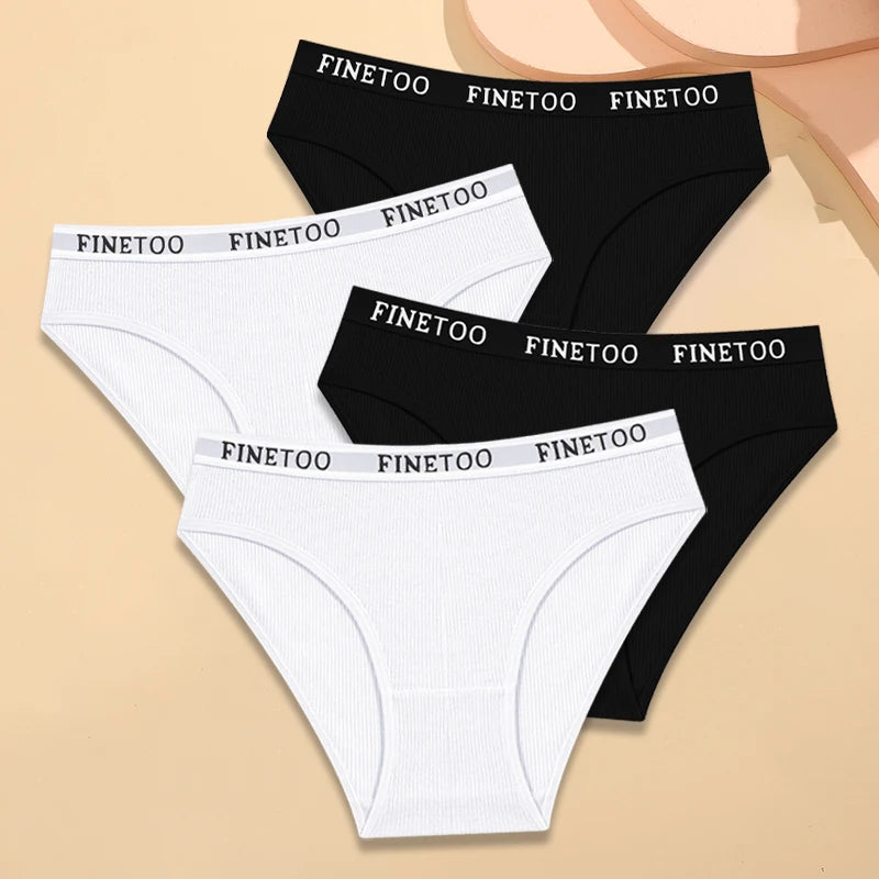 Women's 4-Pack Cotton Striped Briefs | Low-Rise Breathable Underwear M-XXL