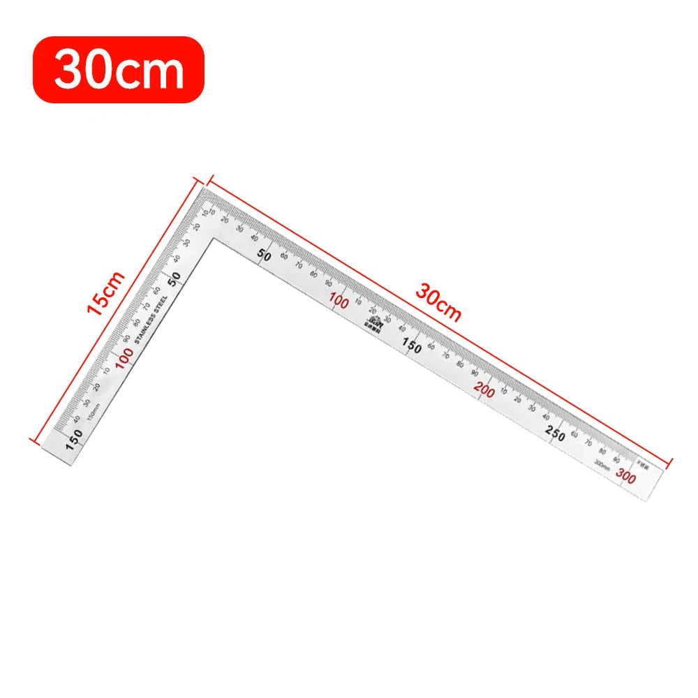 Aluminum Alloy 90-Degree Try Square Ruler — Woodworking Right Angle Gauge