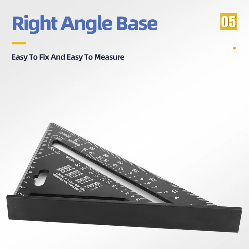 Aluminum Alloy Carpenter's Triangle Ruler — Set Square, Protractor & Saw Guide