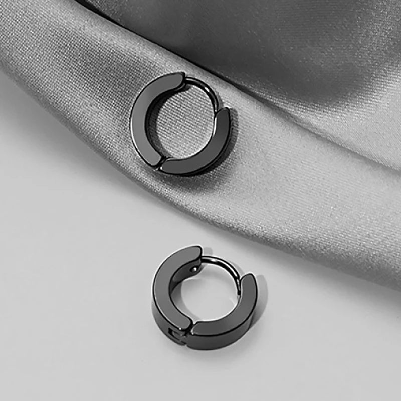 Pendientes de Aro y Botón de Acero Inoxidable Punk – Estilo Redondo y Cruzado Unisex