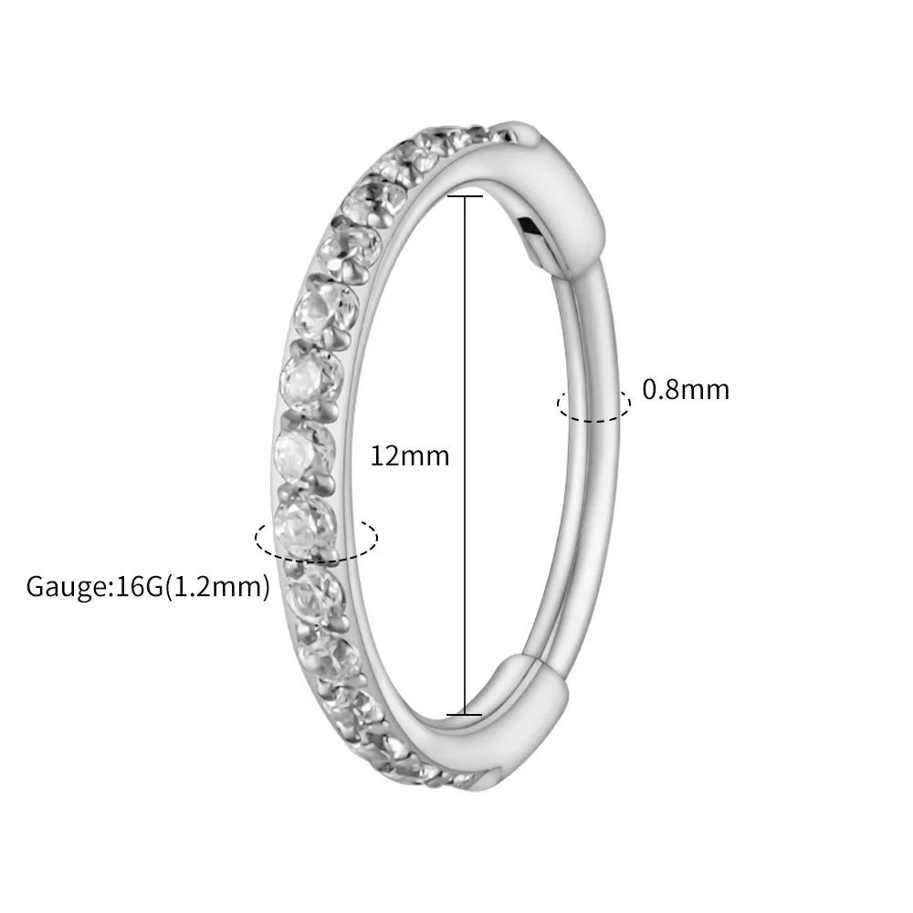 ASTM F136 Titanium Huggie Hoop Earring – 16G CZ Cartilage & Helix Piercing