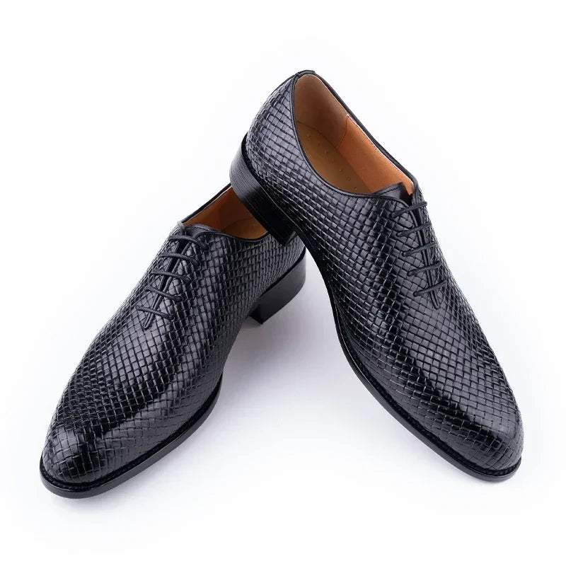Men's Luxury Genuine Leather Oxford Shoes | Pointed Toe Dress & Wedding Shoes