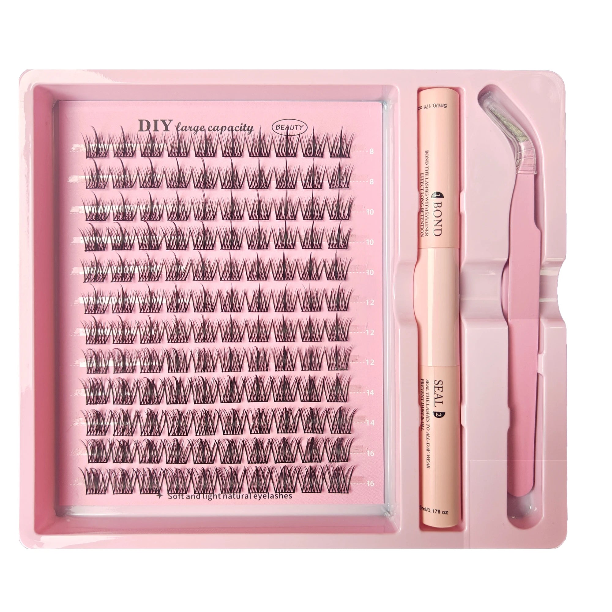 DIY Cluster Lash Kit – Individual Eyelash Extensions with Bond, Seal & Tweezers
