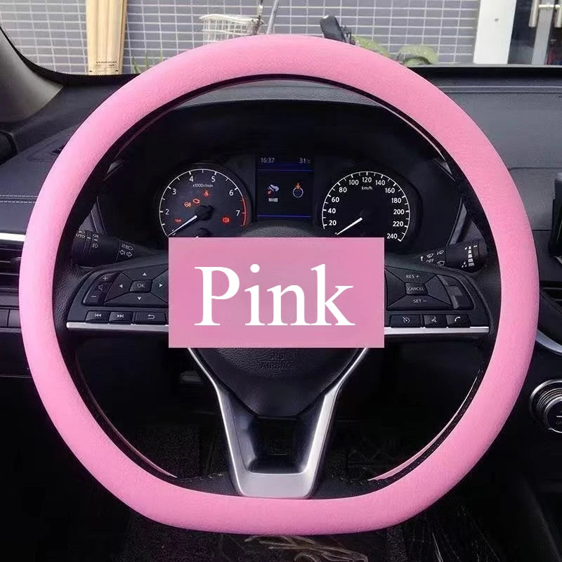 Non-Slip Silicone Steering Wheel Cover – Universal 38cm, Breathable & Elastic