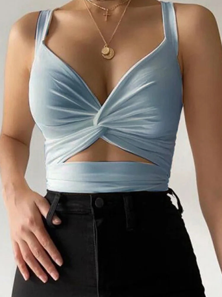 Women's Sleeveless Backless Crop Top