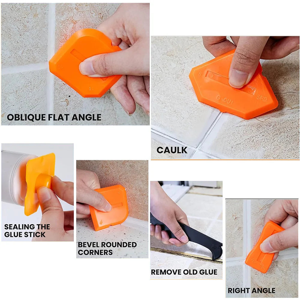Caulking & Silicone Finishing Tool Kit — Scraper, Smoother & Grout Remover Set