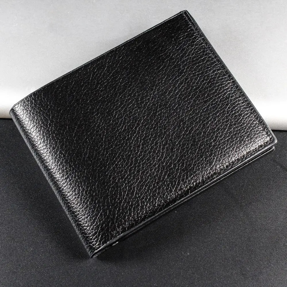 Men's Lychee Texture PU Leather Short Wallet — Business Card Holder & Coin Purse