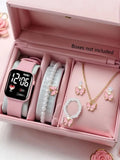Reloj electrónico con diseño de amor y conjunto de accesorios de mariposa, regalo de cumpleaños (caja no incluida)