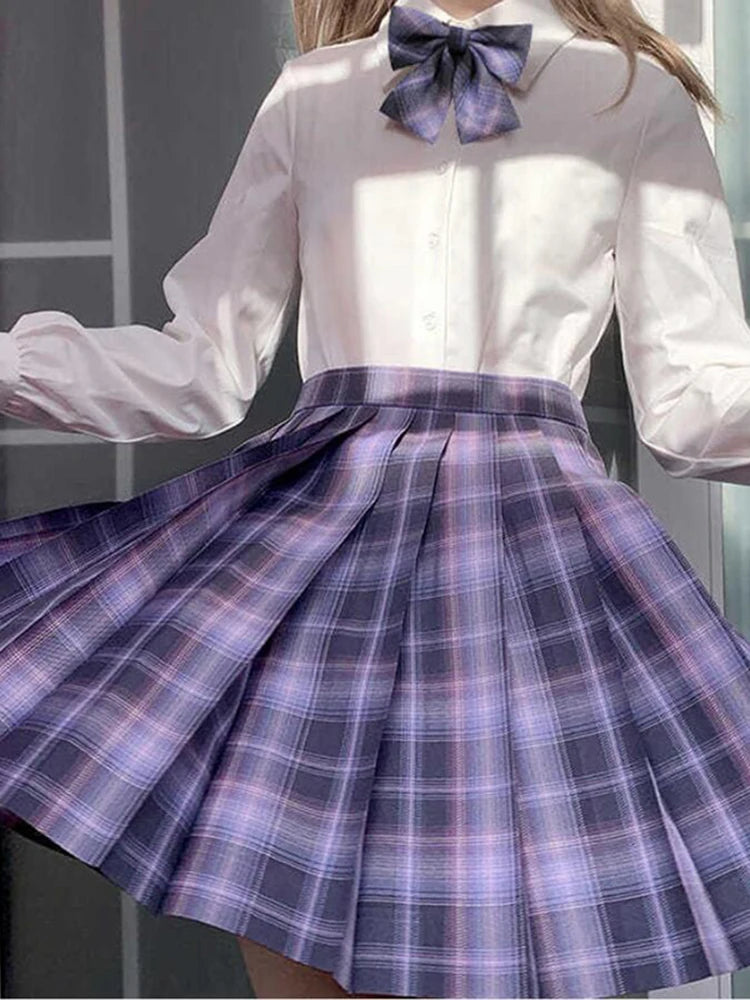 Plaid Bow-Knot Pleated Mini Skirt