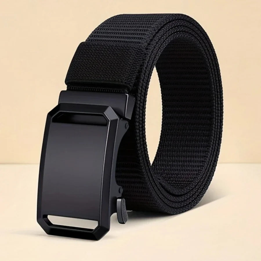 Men's Canvas Tactical Belt – Automatic Buckle, Military Workwear Style, 120cm