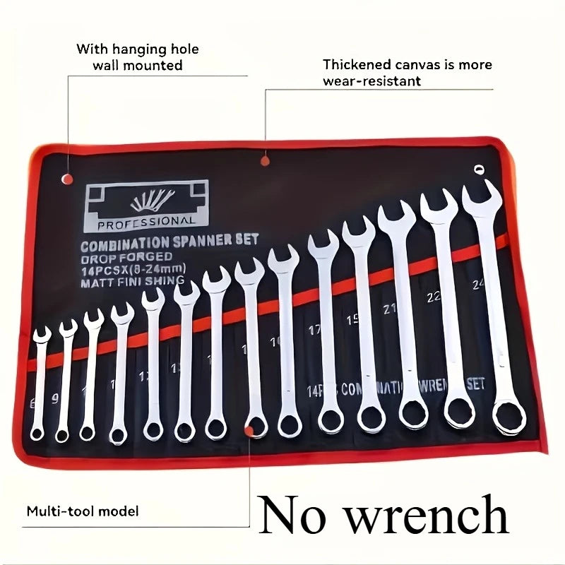 14-Pocket Tool Roll Organizer — Wrench & Hand Tool Storage Bag
