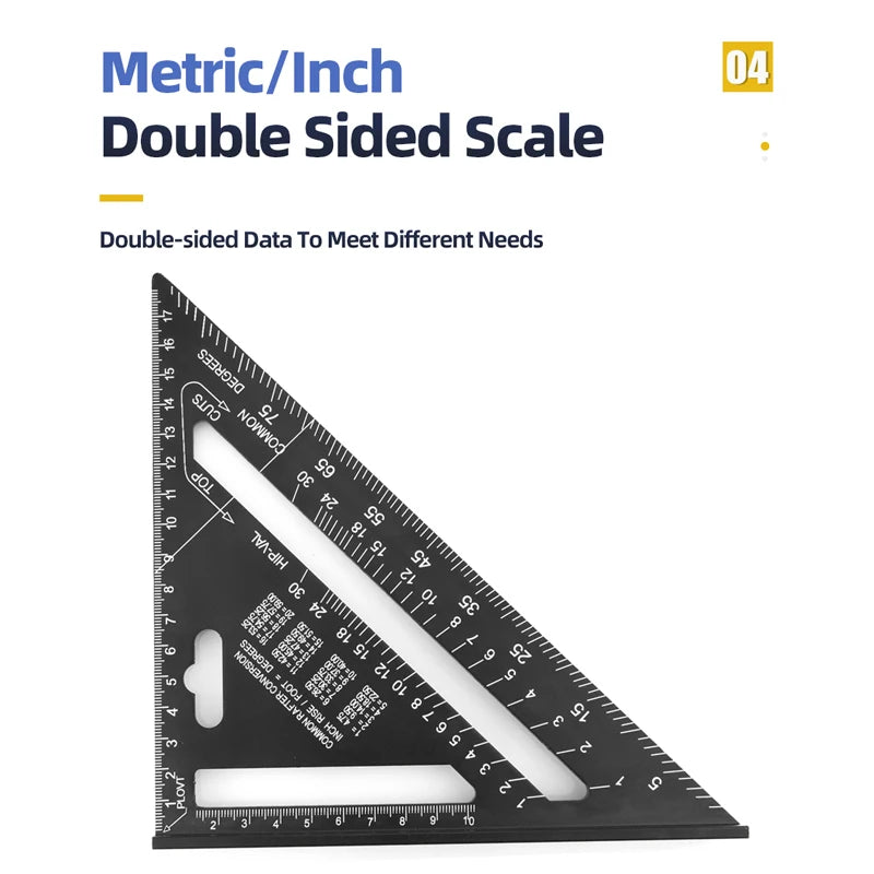 Aluminum Alloy Carpenter's Triangle Ruler — Set Square, Protractor & Saw Guide