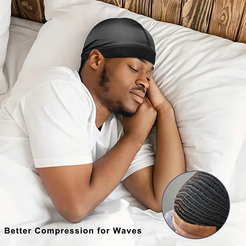 Silky Durag 3-Pack – Long Tail Wave Cap, Satin Bonnet & Headband for Men & Women
