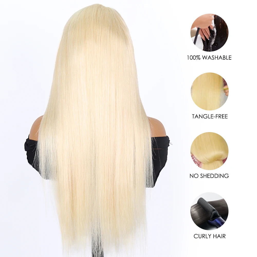 613 Honey Blonde HD Lace Front Wig – Straight & Body Wave | Brazilian Human Hair