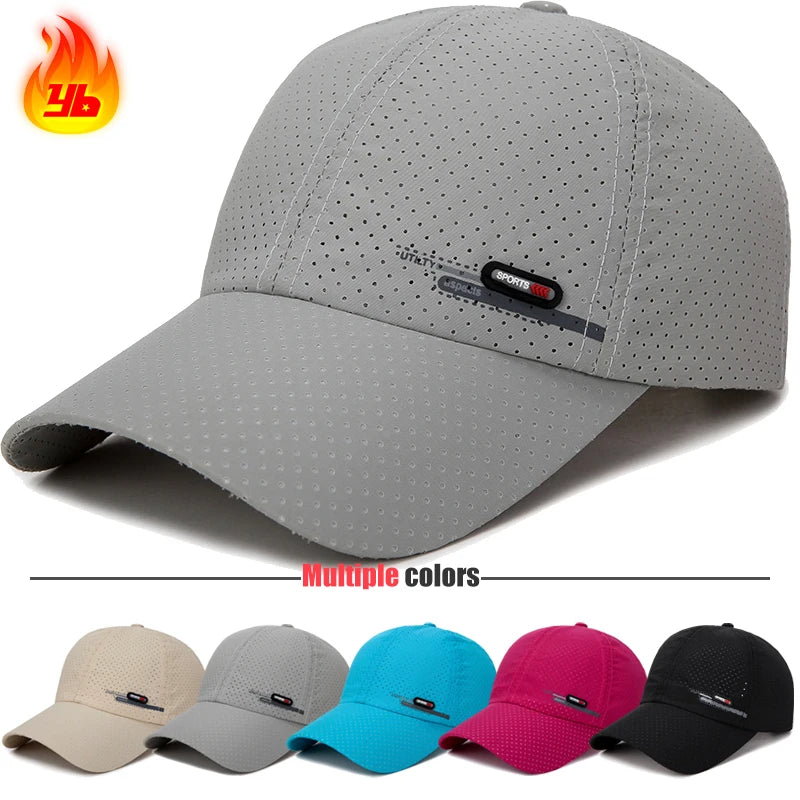 Gorra de béisbol de verano para hombre, transpirable, perforada, de secado rápido, para pesca, protección solar, ciclismo, viajes