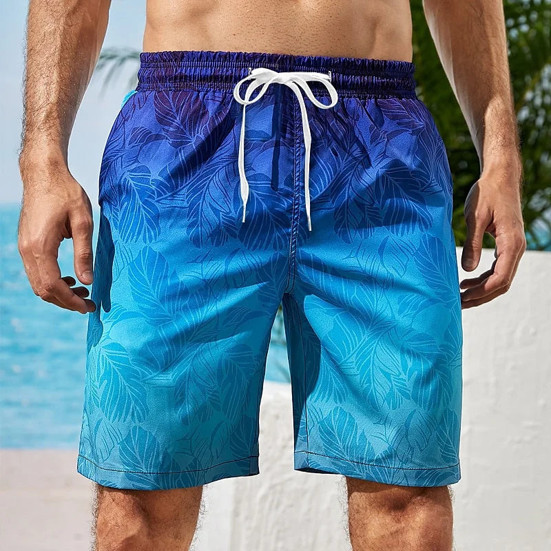Gradient 3D Printed Board Shorts – Colorful Quick-Dry Swim Trunks for Men & Kids