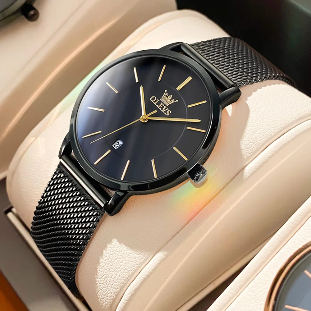 OLEVS 6898 Women's Luxury Quartz Watch | Ultra-Slim 28mm | Luminous | Stainless Steel | Gift Box