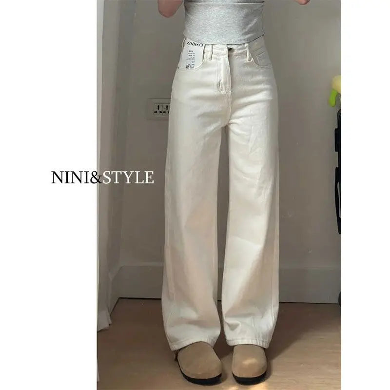 High-Waist Light Wash Straight-Leg Jeans
