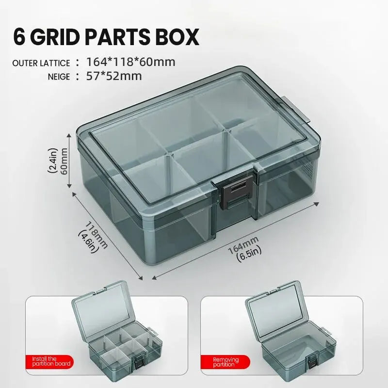 Parts Storage Box with Removable Dividers — Screws, Bits & Small Parts Organizer