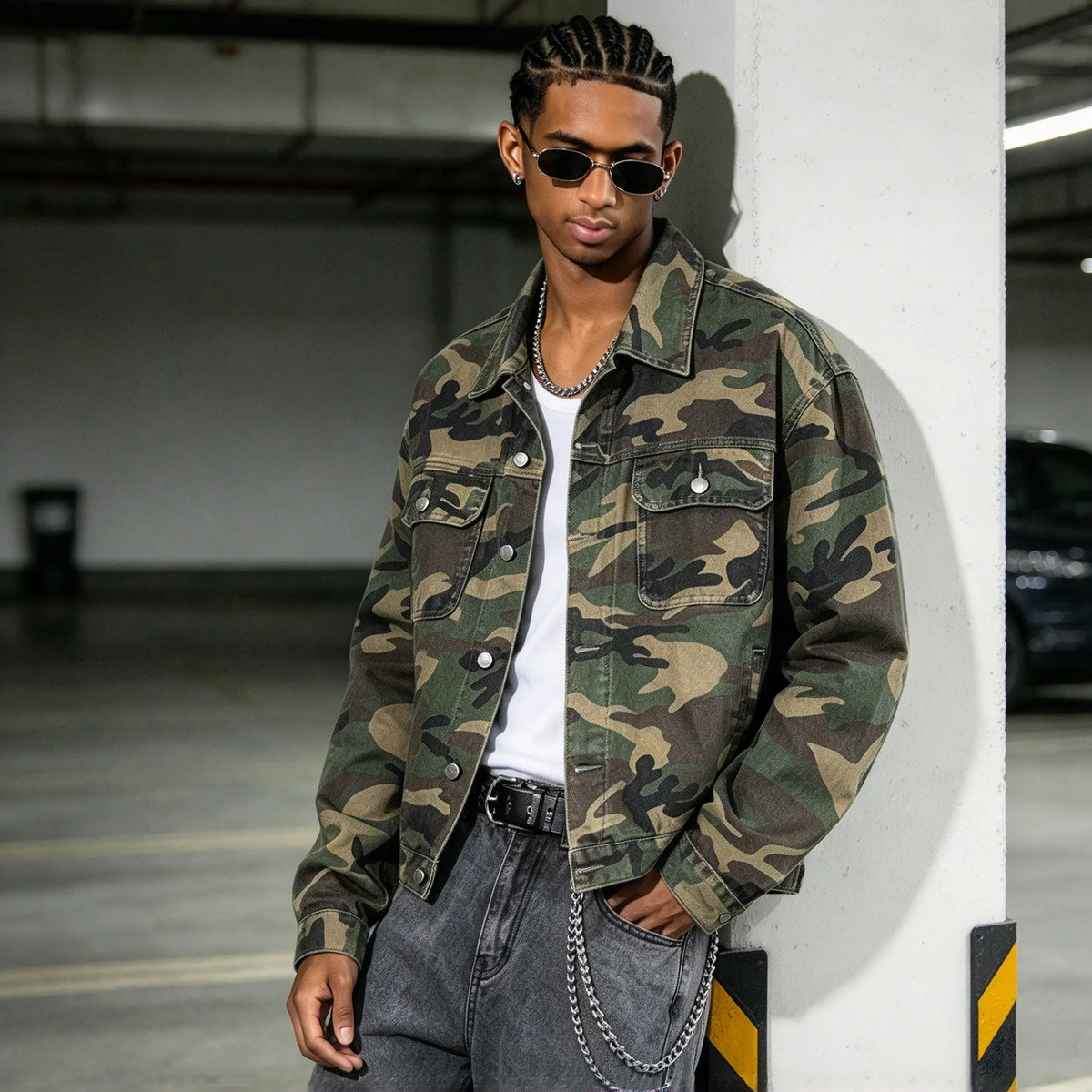 Camo Patchwork Color-Block Jacket