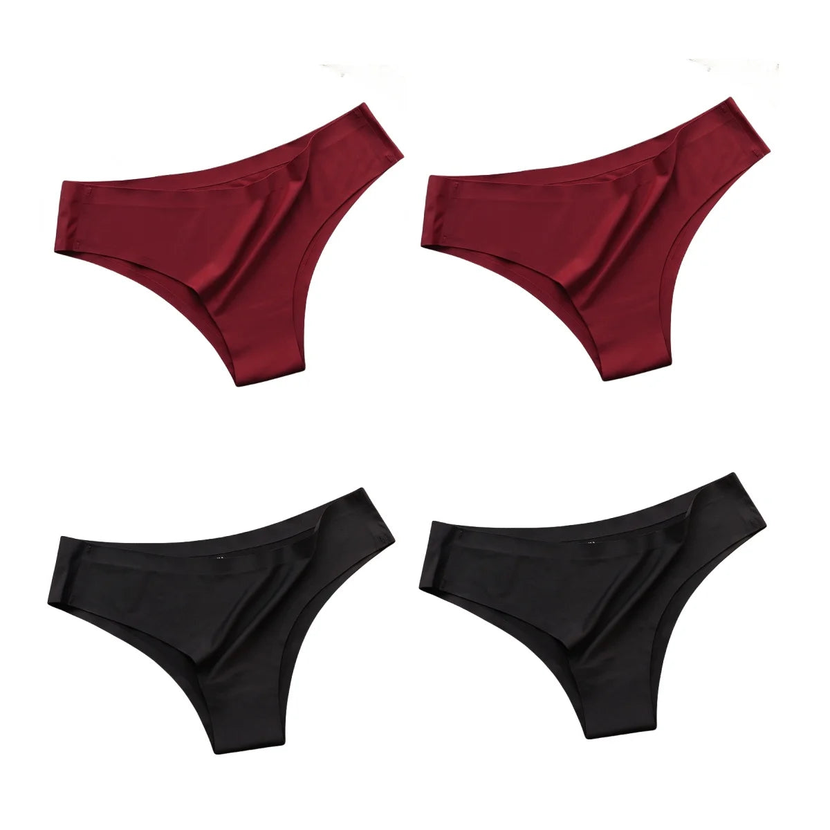 Women's 4-Pack Seamless Ice Silk Brazilian Panties | Low-Rise Bikini Briefs M-XL